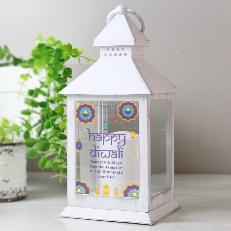 Personalised Diwali White Lantern - MK&JD Gifts