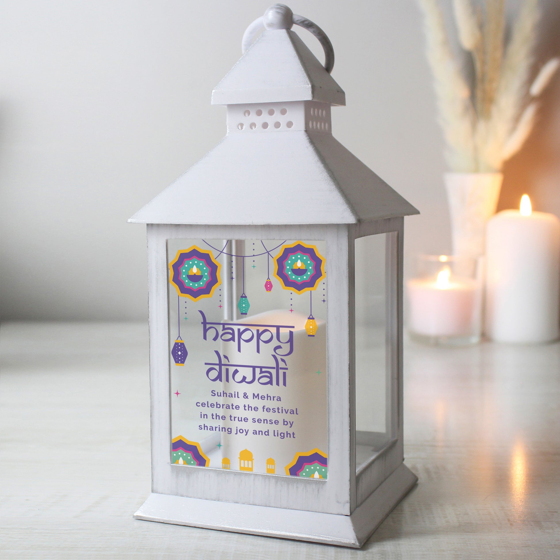 Personalised Diwali White Lantern - MK&JD Gifts