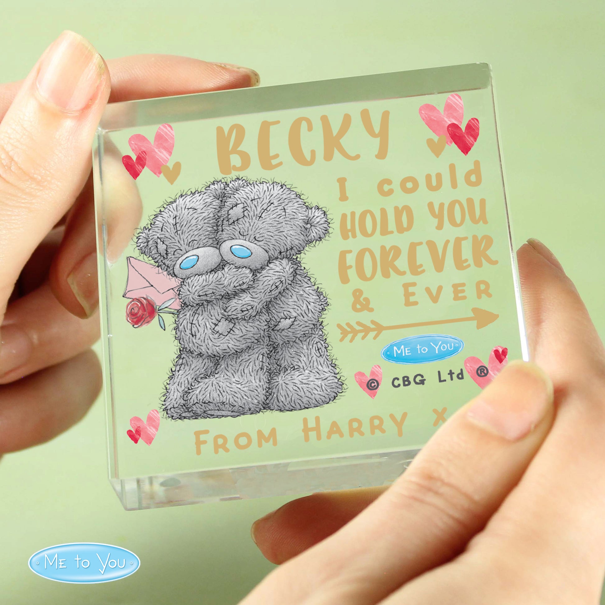 Personalised Me To You Hold You Forever Crystal Token - MK&JD Gifts