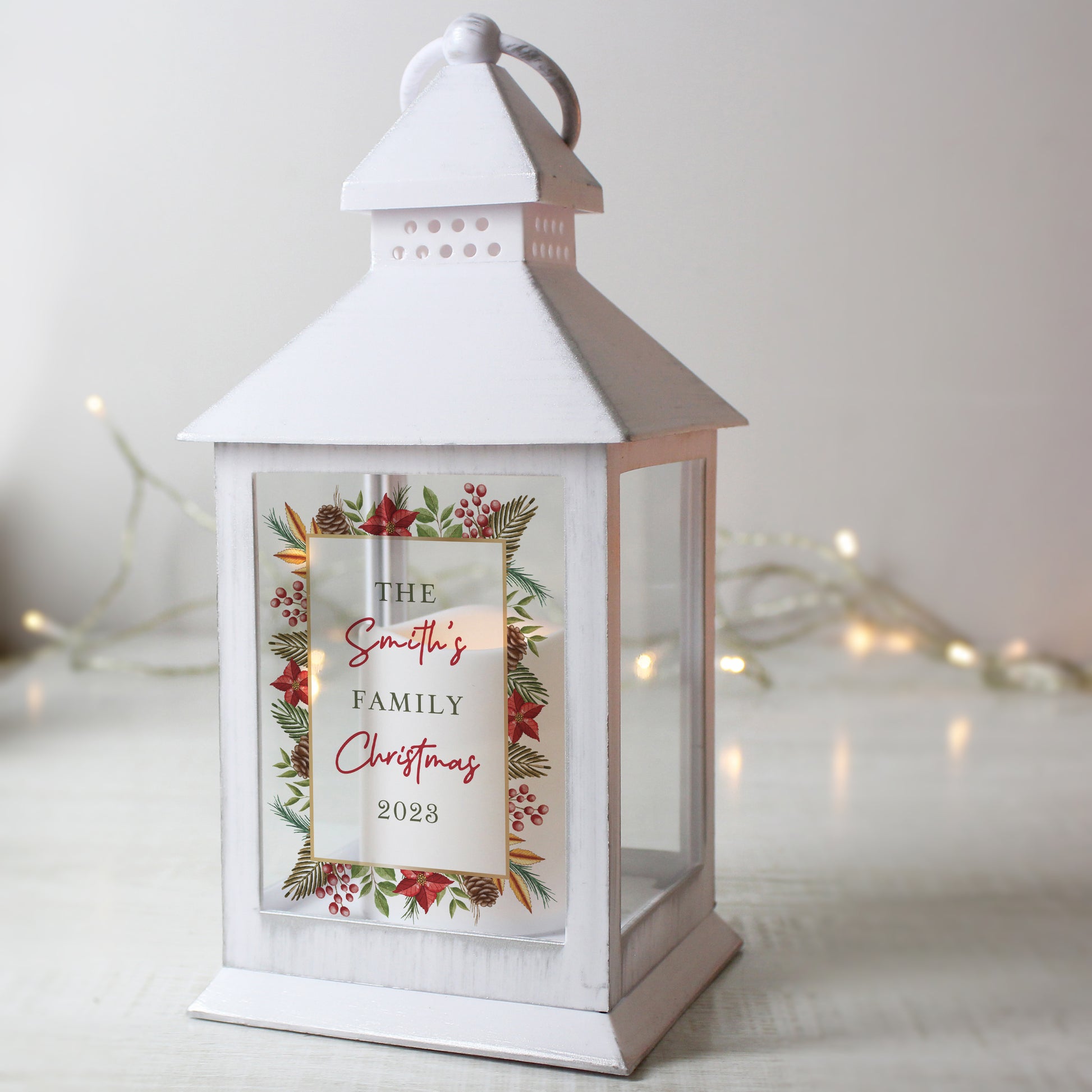 Personalised Christmas White LED Lantern - MK&JD Gifts