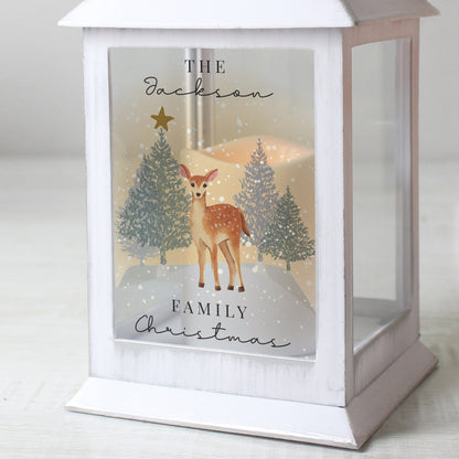 Personalised Christmas Deer White LED Lantern - MK&JD Gifts