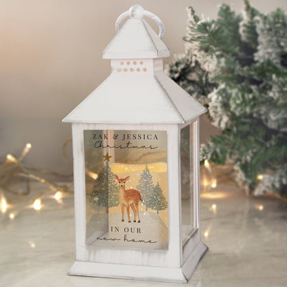 Personalised Christmas Deer White LED Lantern - MK&JD Gifts