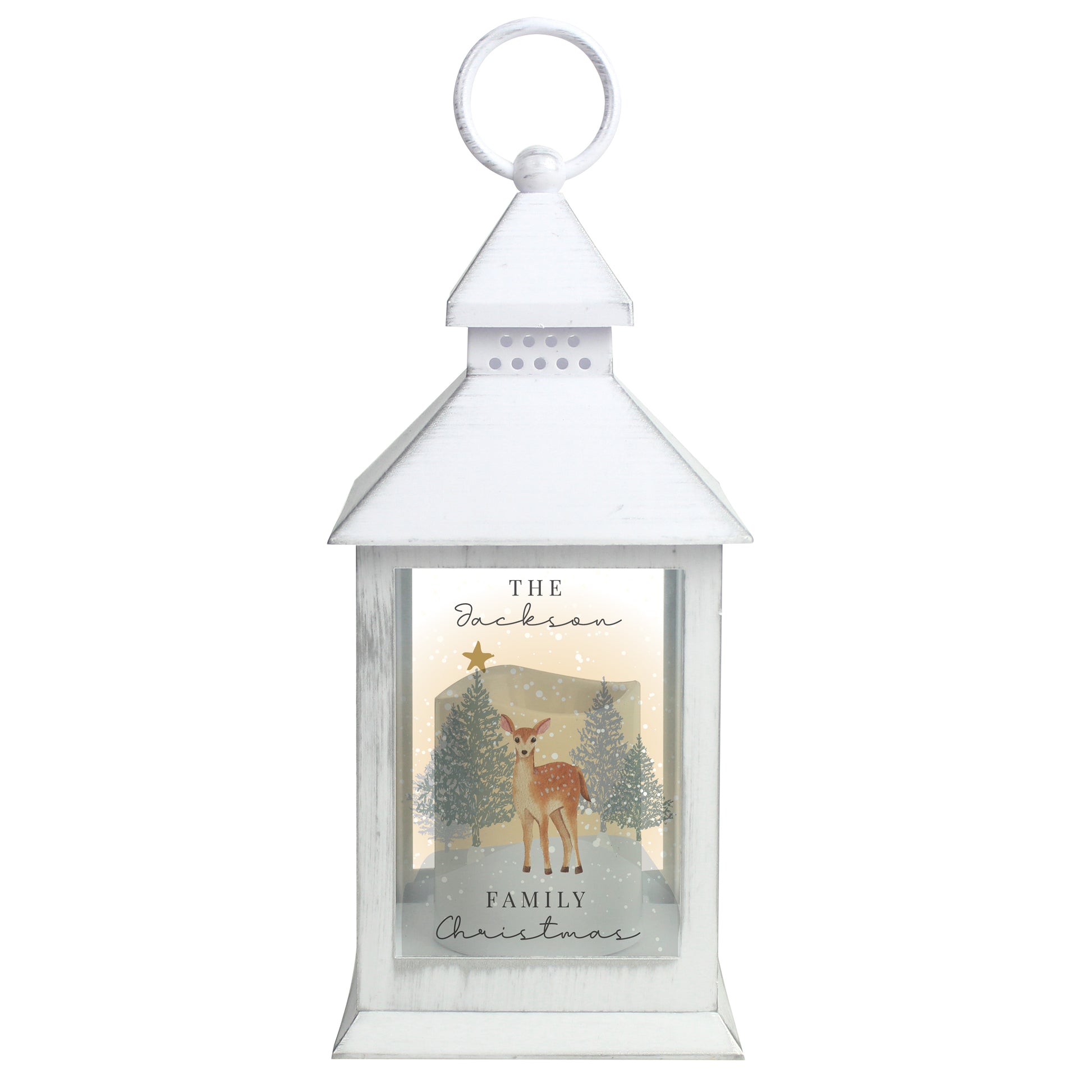 Personalised Christmas Deer White LED Lantern - MK&JD Gifts