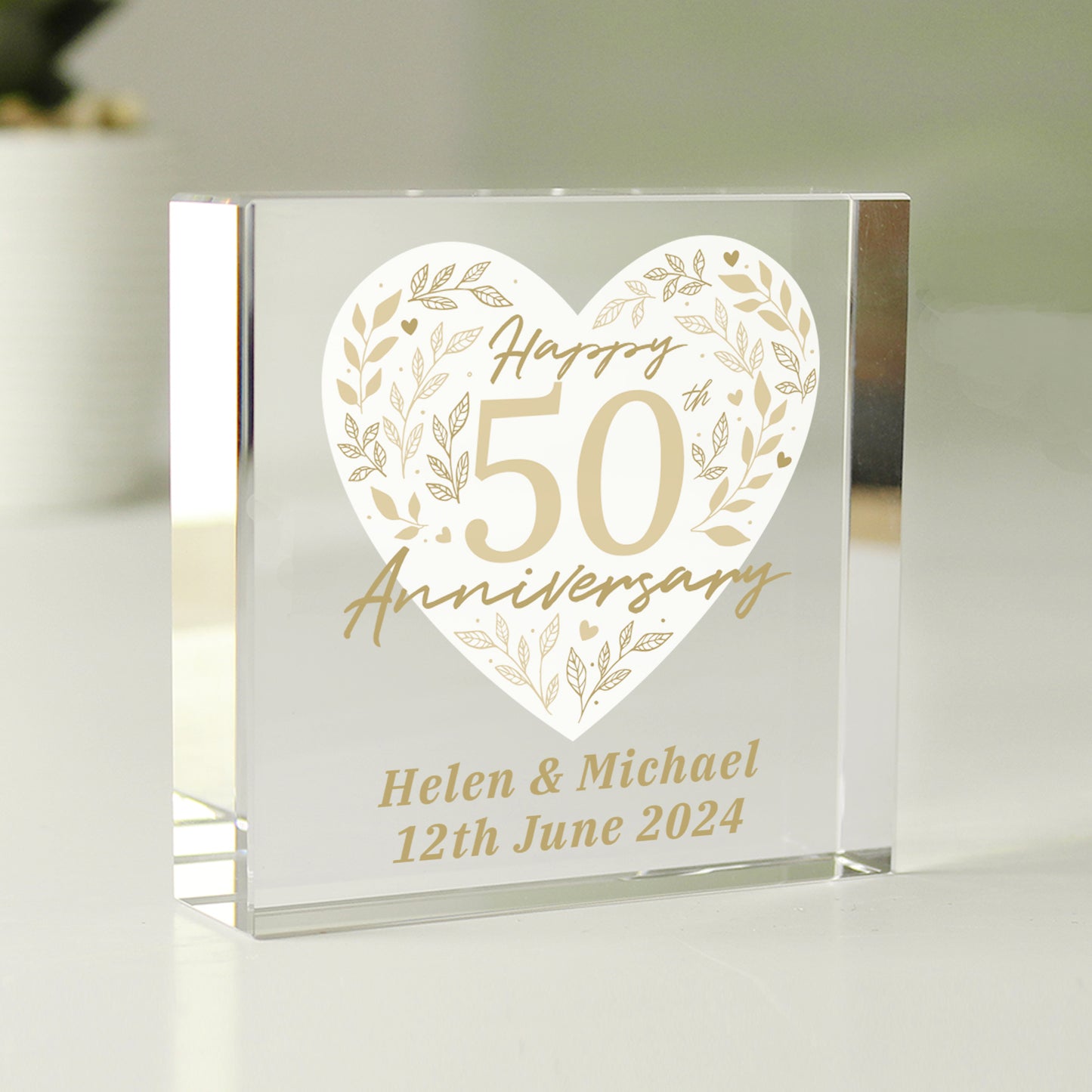 Personalised 50th Golden Wedding Anniversary Crystal Token - MK&JD Gifts