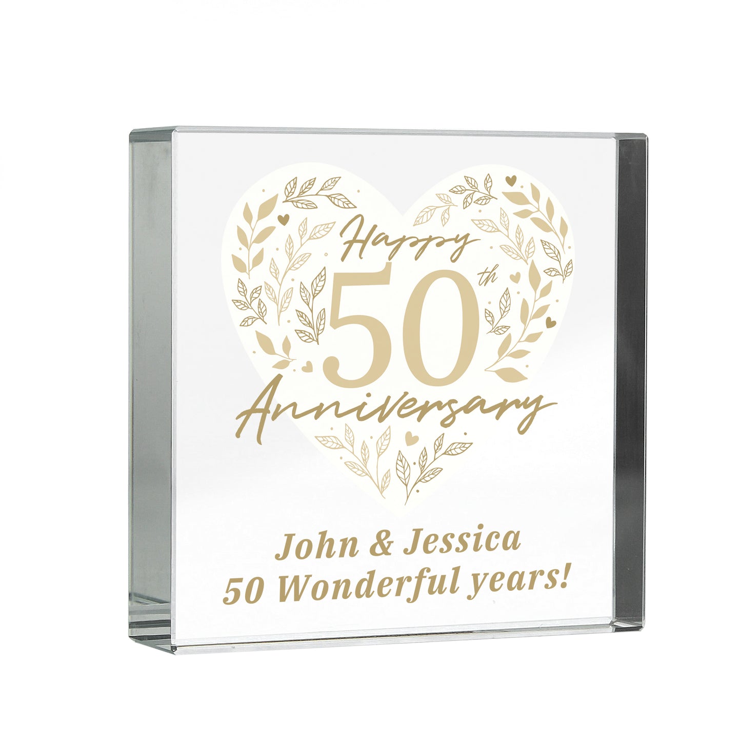 Personalised 50th Golden Wedding Anniversary Crystal Token - MK&JD Gifts