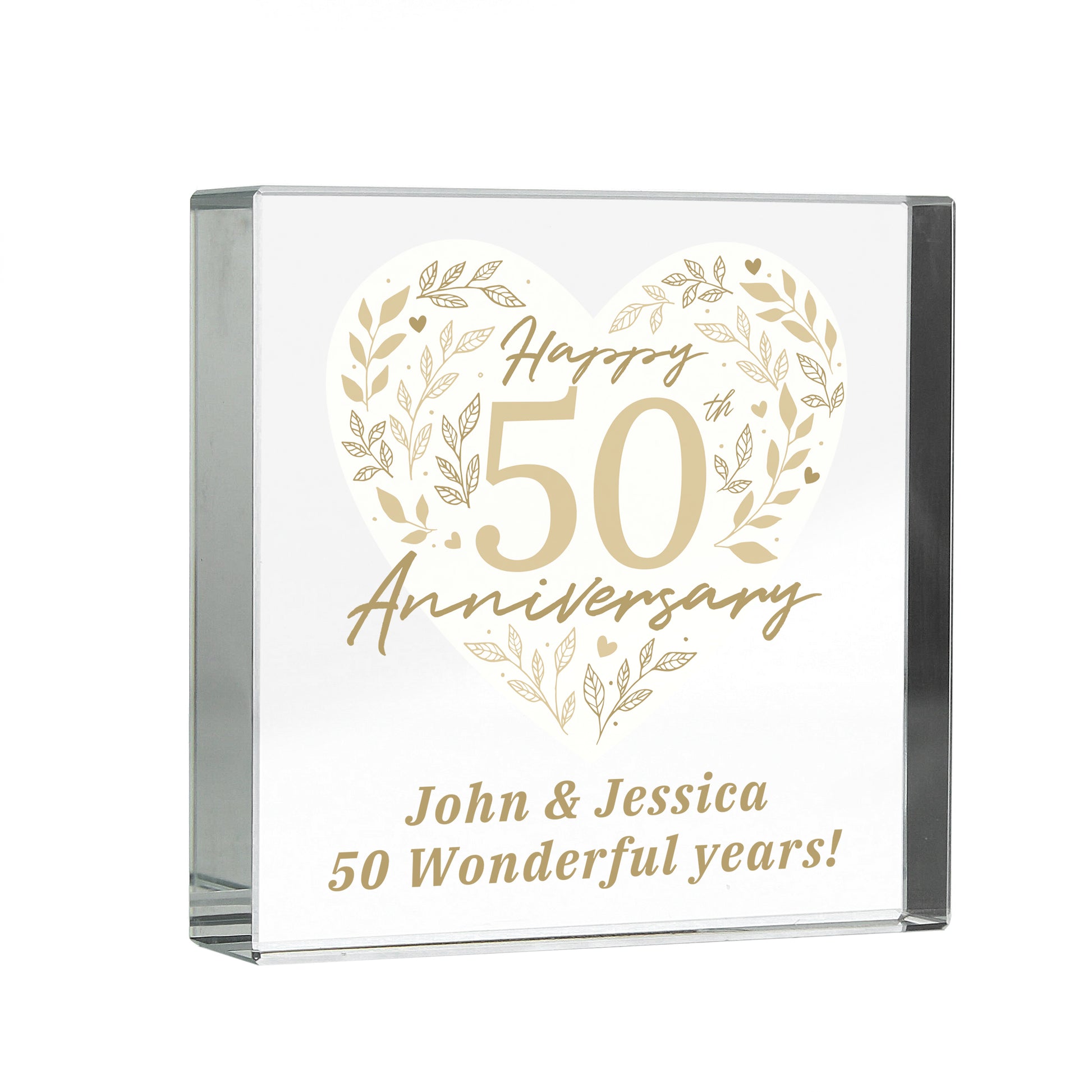 Personalised 50th Golden Wedding Anniversary Crystal Token - MK&JD Gifts