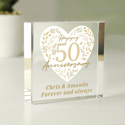 Personalised 50th Golden Wedding Anniversary Crystal Token - MK&JD Gifts