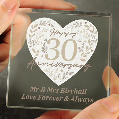 Personalised 30th Pearl Wedding Anniversary Crystal Token - MK&JD Gifts