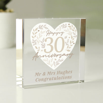 Personalised 30th Pearl Wedding Anniversary Crystal Token - MK&JD Gifts