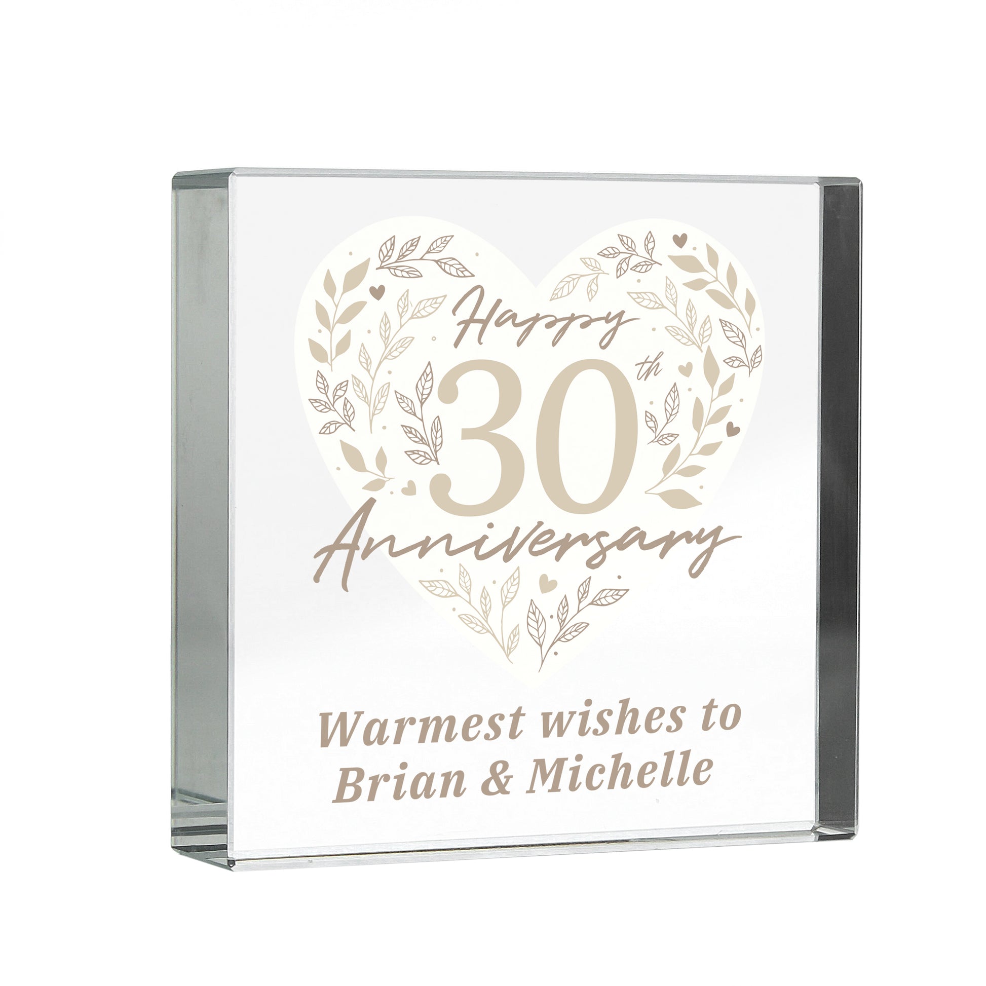 Personalised 30th Pearl Wedding Anniversary Crystal Token - MK&JD Gifts