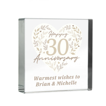 Personalised 30th Pearl Wedding Anniversary Crystal Token - MK&JD Gifts
