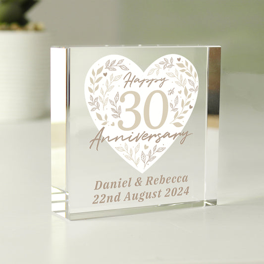 Personalised 30th Pearl Wedding Anniversary Crystal Token - MK&JD Gifts