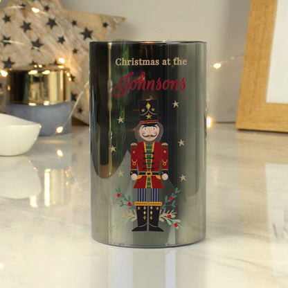 Personalised Christmas Nutcracker Smoked LED Candle - MK&JD Gifts