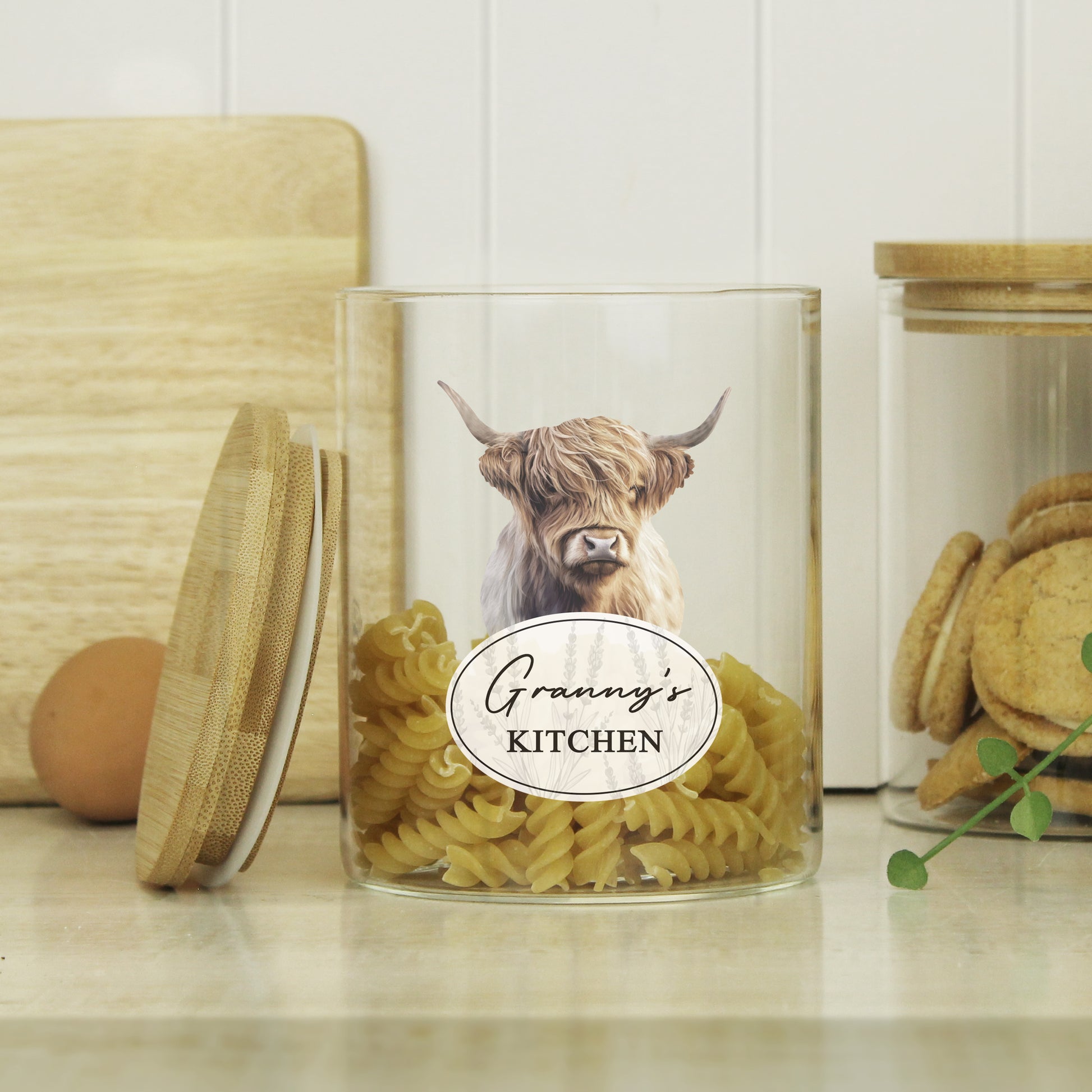 Personalised Highland Cow Glass Storage Jar - MK&JD Gifts