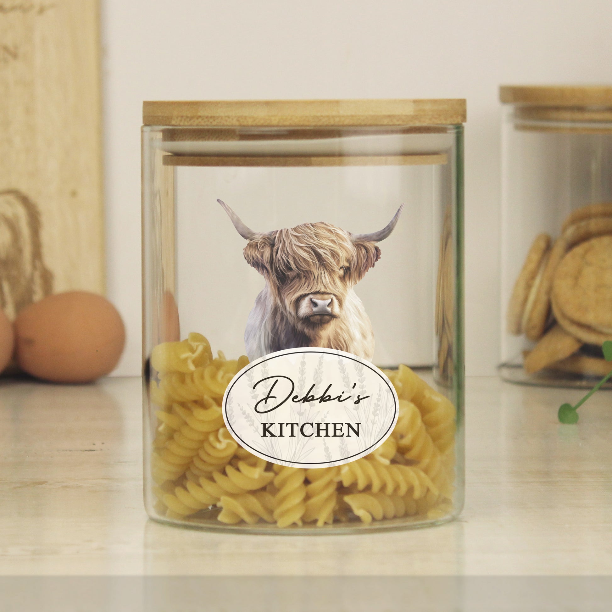 Personalised Highland Cow Glass Storage Jar - MK&JD Gifts