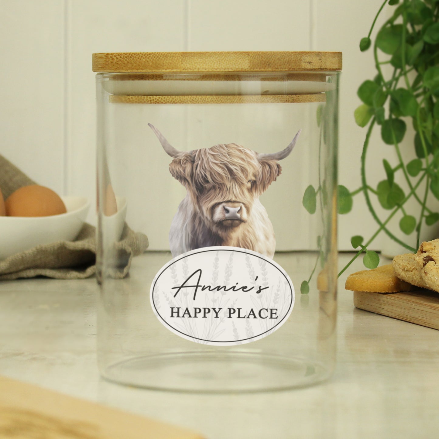 Personalised Highland Cow Glass Jar - MK&JD Gifts
