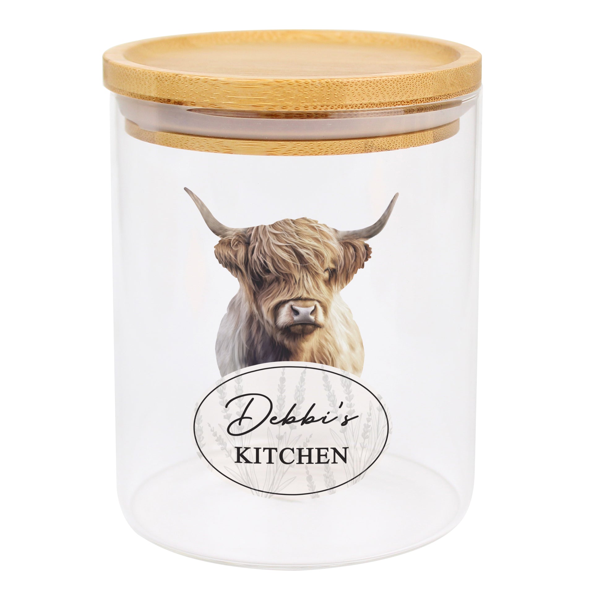 Personalised Highland Cow Glass Storage Jar - MK&JD Gifts