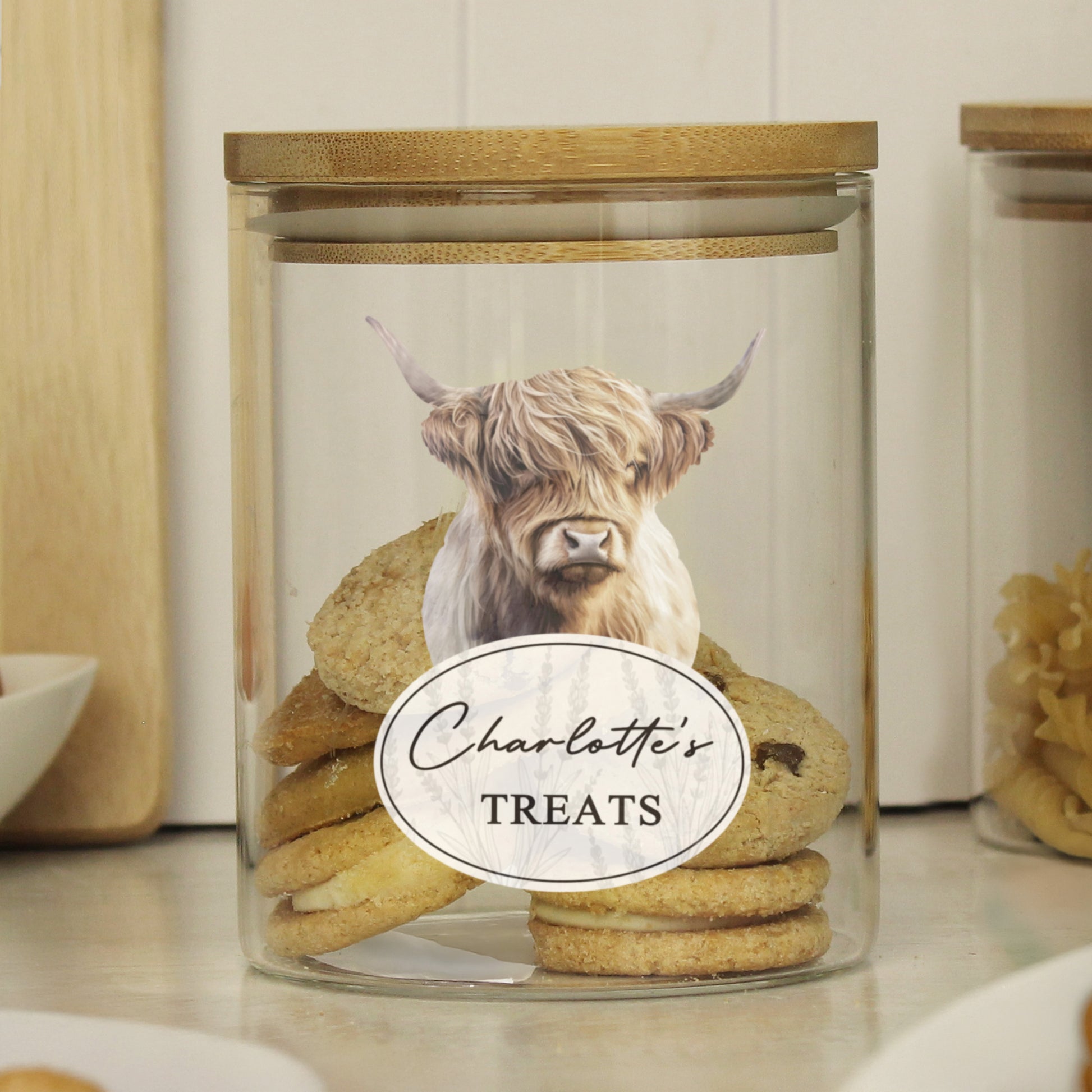 Personalised Highland Cow Glass Storage Jar - MK&JD Gifts