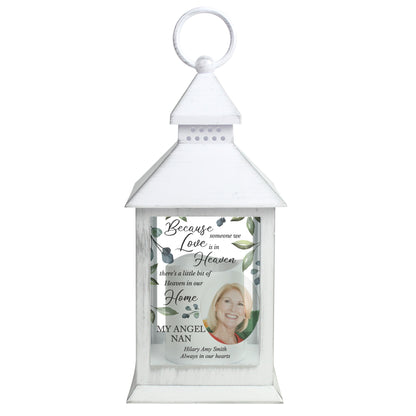 Personalised Botanical Memorial Photo Upload White Lantern - MK&JD Gifts