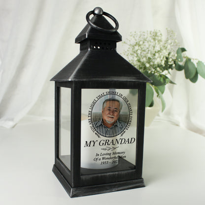 Personalised Light In Our Hearts Photo Upload Black Lantern - MK&JD Gifts