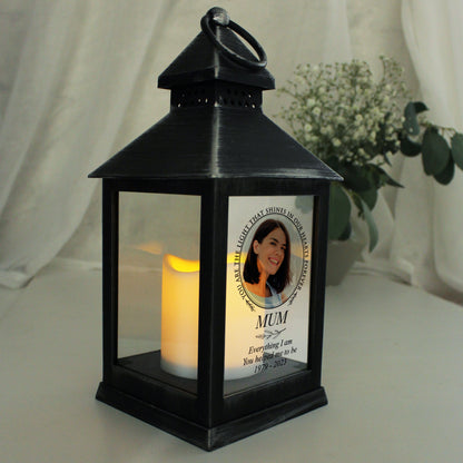 Personalised Light In Our Hearts Photo Upload Black Lantern - MK&JD Gifts
