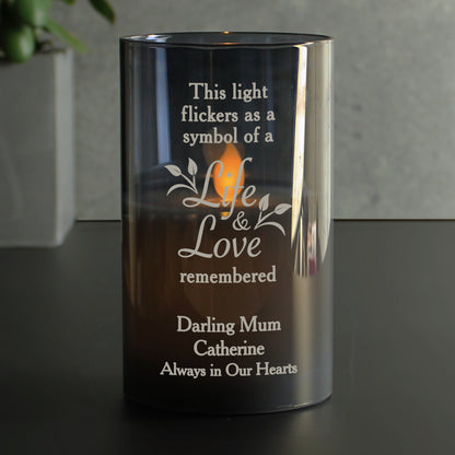 Personalised Life & Love Memorial Smoked LED Candle - MK&JD Gifts