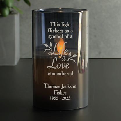 Personalised Life & Love Memorial Smoked LED Candle - MK&JD Gifts