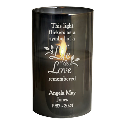 Personalised Life & Love Memorial Smoked LED Candle - MK&JD Gifts