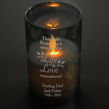 Personalised Life & Love Memorial Smoked LED Candle - MK&JD Gifts