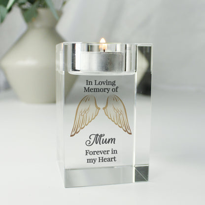 Personalised Angel Wings Memorial Glass Tealight Holder - MK&JD Gifts