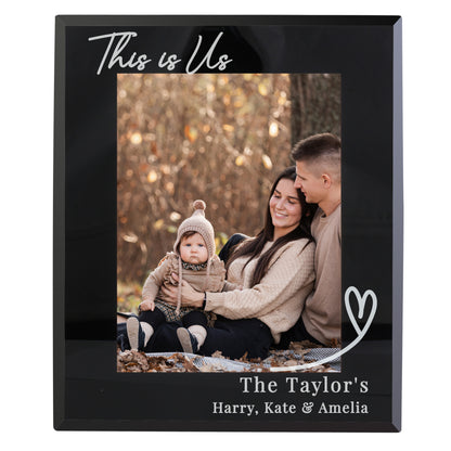 Personalised Heart Black Glass 7x5 Photo Frame - MK&JD Gifts