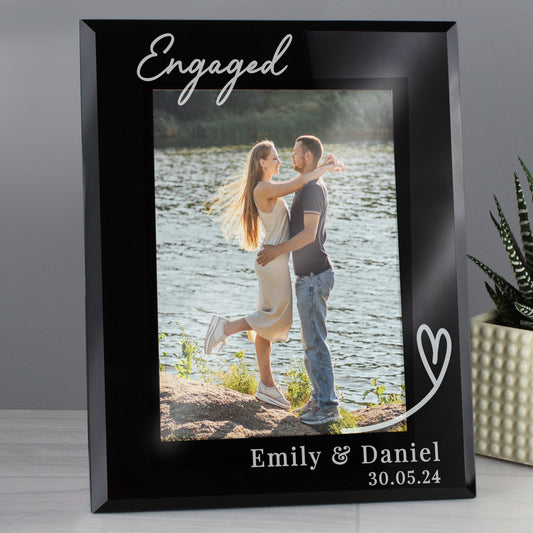 Personalised Heart Black Glass 7x5 Photo Frame - MK&JD Gifts