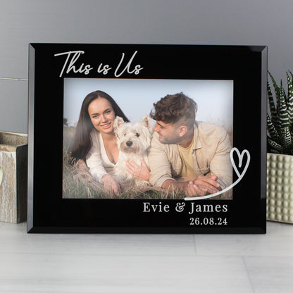 Personalised Heart Black Glass 5x7 Photo Frame - MK&JD Gifts