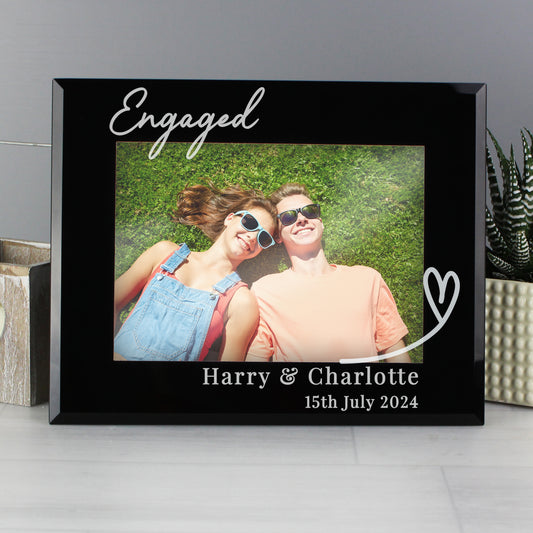 Personalised Heart Black Glass 5x7 Photo Frame - MK&JD Gifts