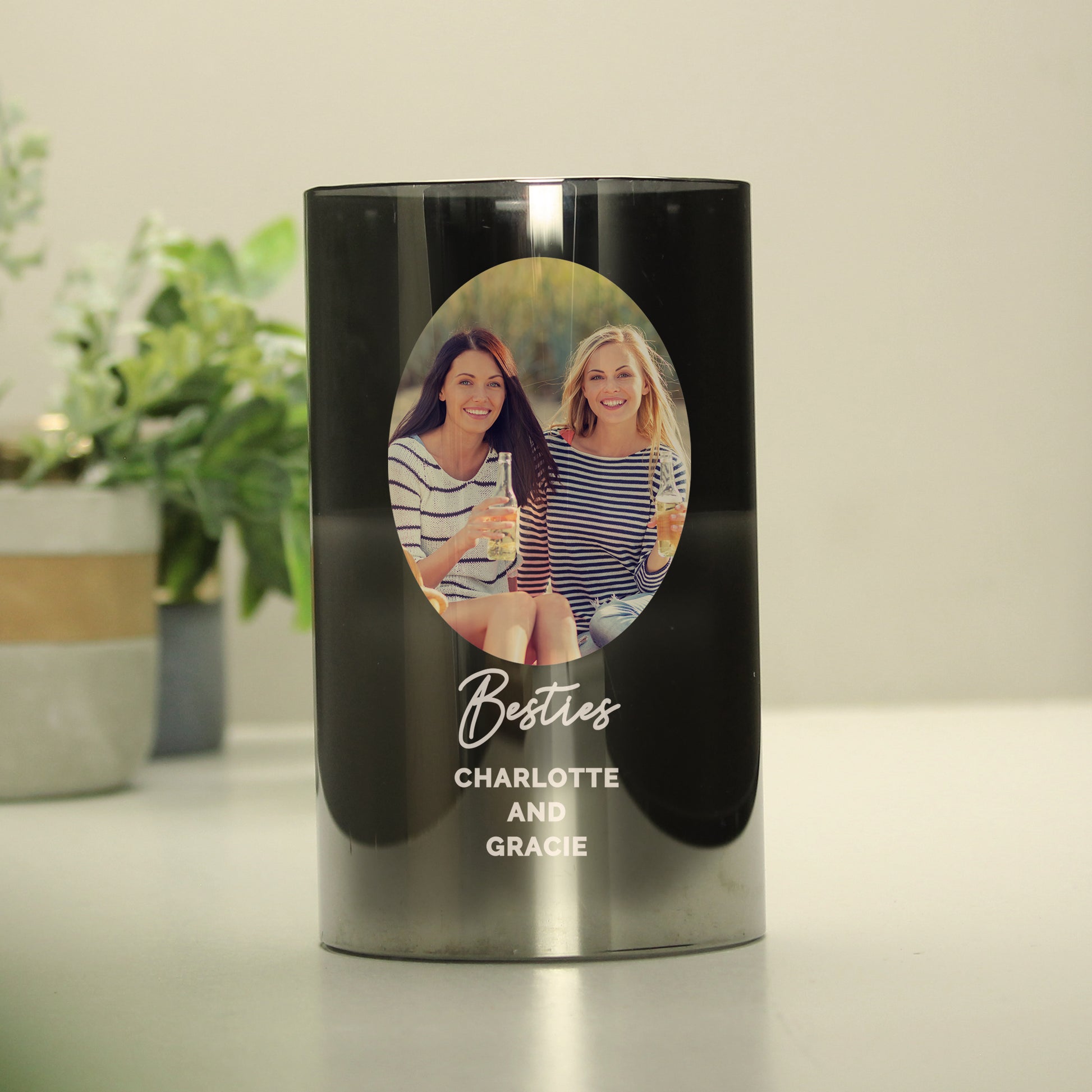 Personalised Photo Upload Smoked Glass LED Candle - MK&JD Gifts
