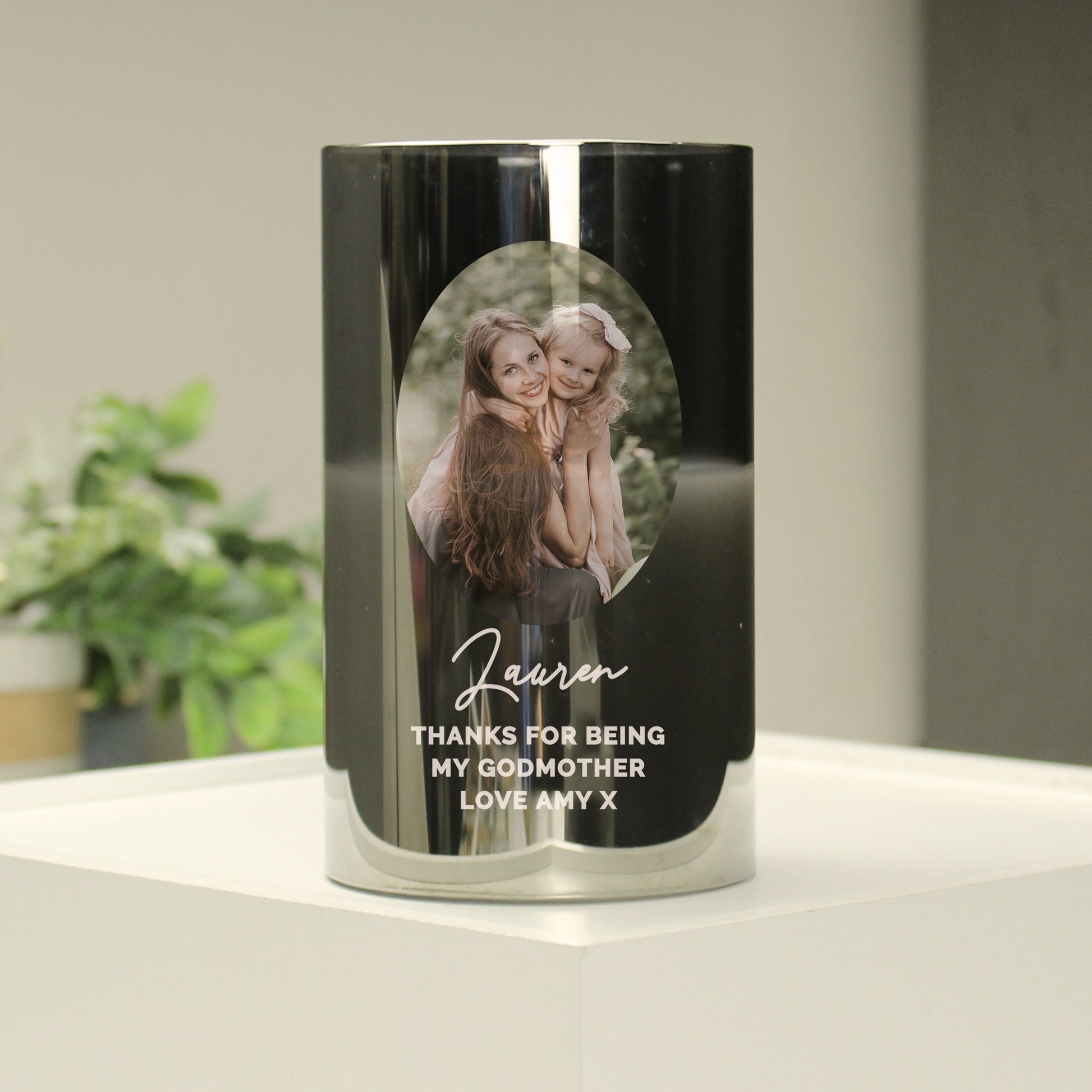 Personalised Photo Upload Smoked Glass LED Candle - MK&JD Gifts