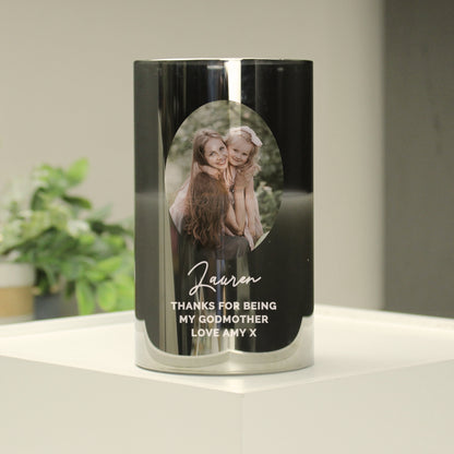 Personalised Photo Upload Smoked Glass LED Candle - MK&JD Gifts