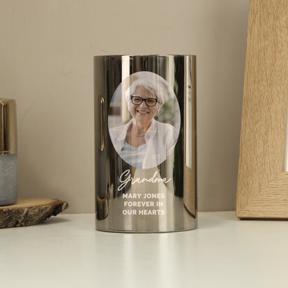 Personalised Photo Upload Smoked Glass LED Candle - MK&JD Gifts