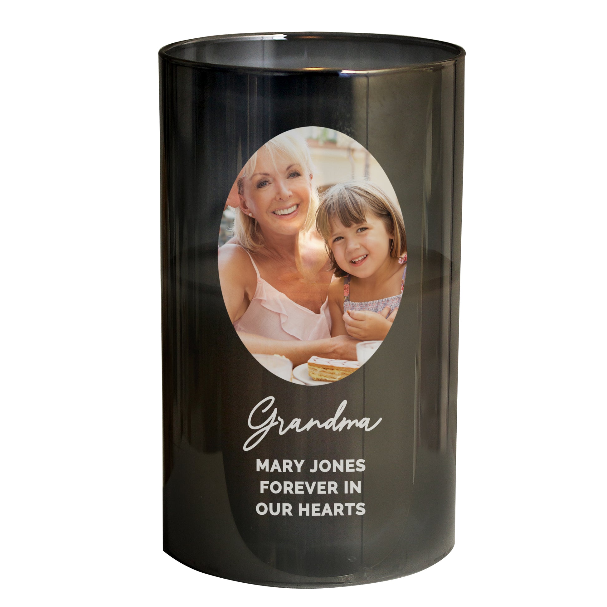 Personalised Photo Upload Smoked Glass LED Candle - MK&JD Gifts