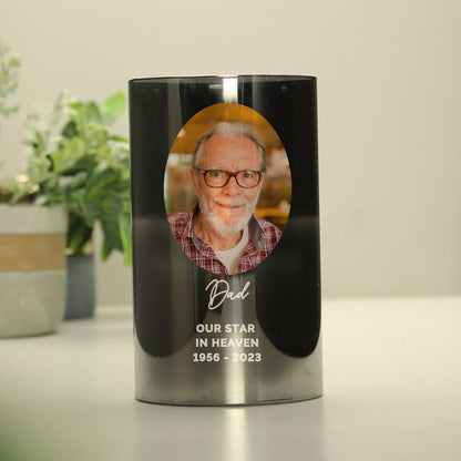 Personalised Photo Upload Smoked Glass LED Candle - MK&JD Gifts