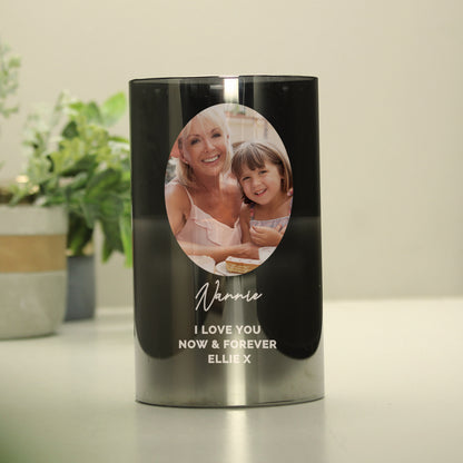 Personalised Photo Upload Smoked Glass LED Candle - MK&JD Gifts
