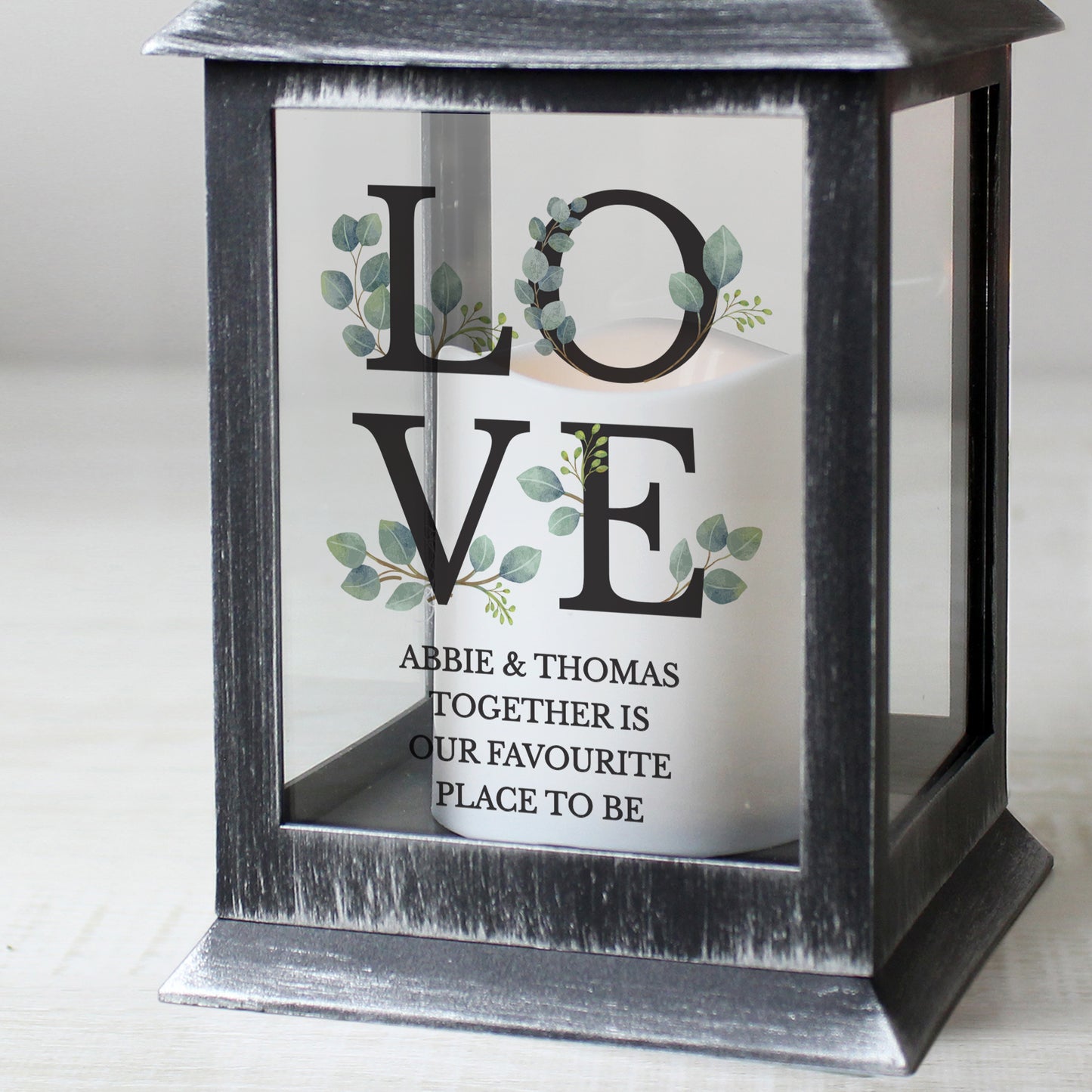 Personalised LOVE LED Black Lantern - MK&JD Gifts
