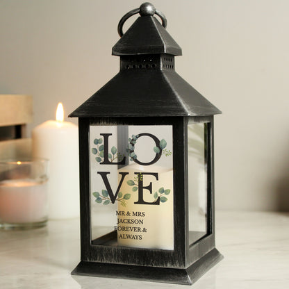 Personalised LOVE LED Black Lantern - MK&JD Gifts
