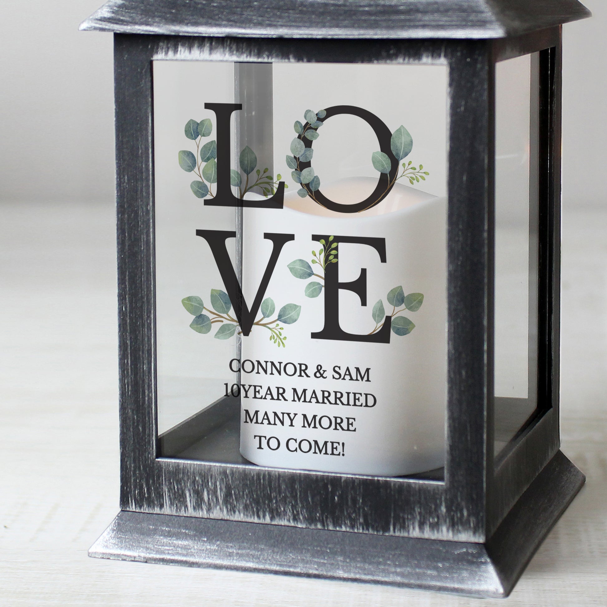 Personalised LOVE LED Black Lantern - MK&JD Gifts