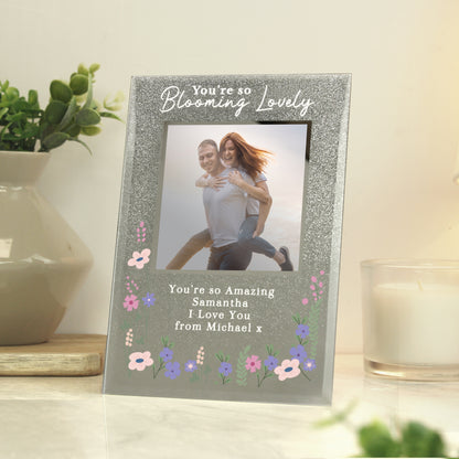 Personalised Blooming Lovely 6x4 Glitter Photo Frame - MK&JD Gifts