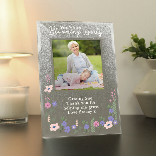 Personalised Blooming Lovely 6x4 Glitter Photo Frame - MK&JD Gifts
