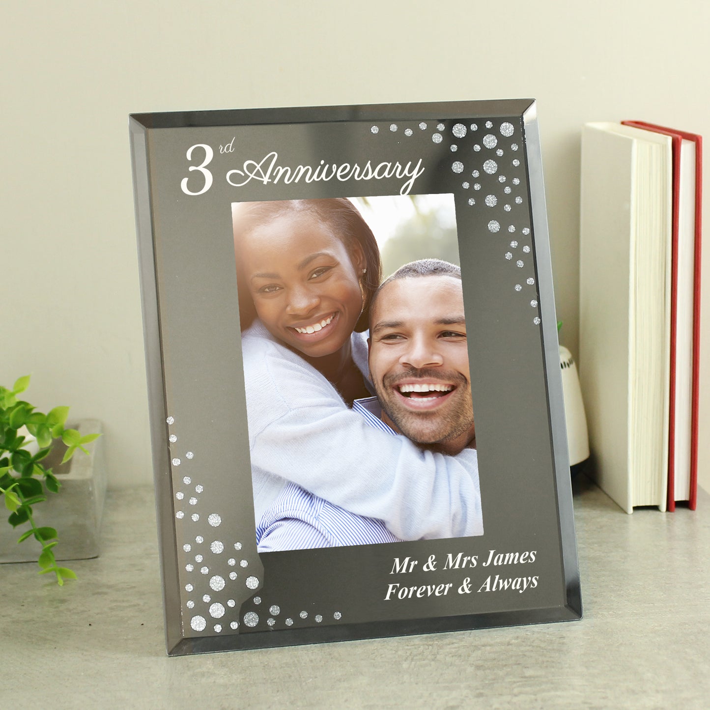 Personalised Anniversary 6x4 Diamante Glass Photo Frame - MK&JD Gifts