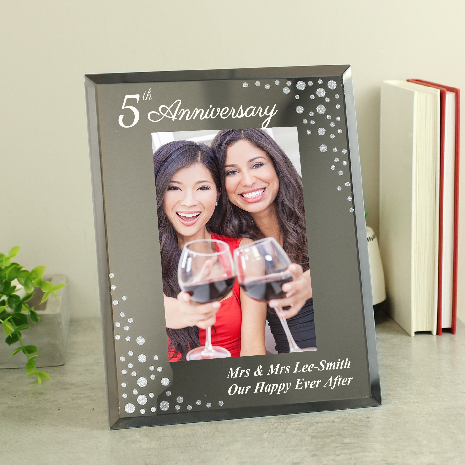 Personalised Anniversary 6x4 Diamante Glass Photo Frame - MK&JD Gifts