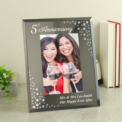 Personalised Anniversary 6x4 Diamante Glass Photo Frame - MK&JD Gifts