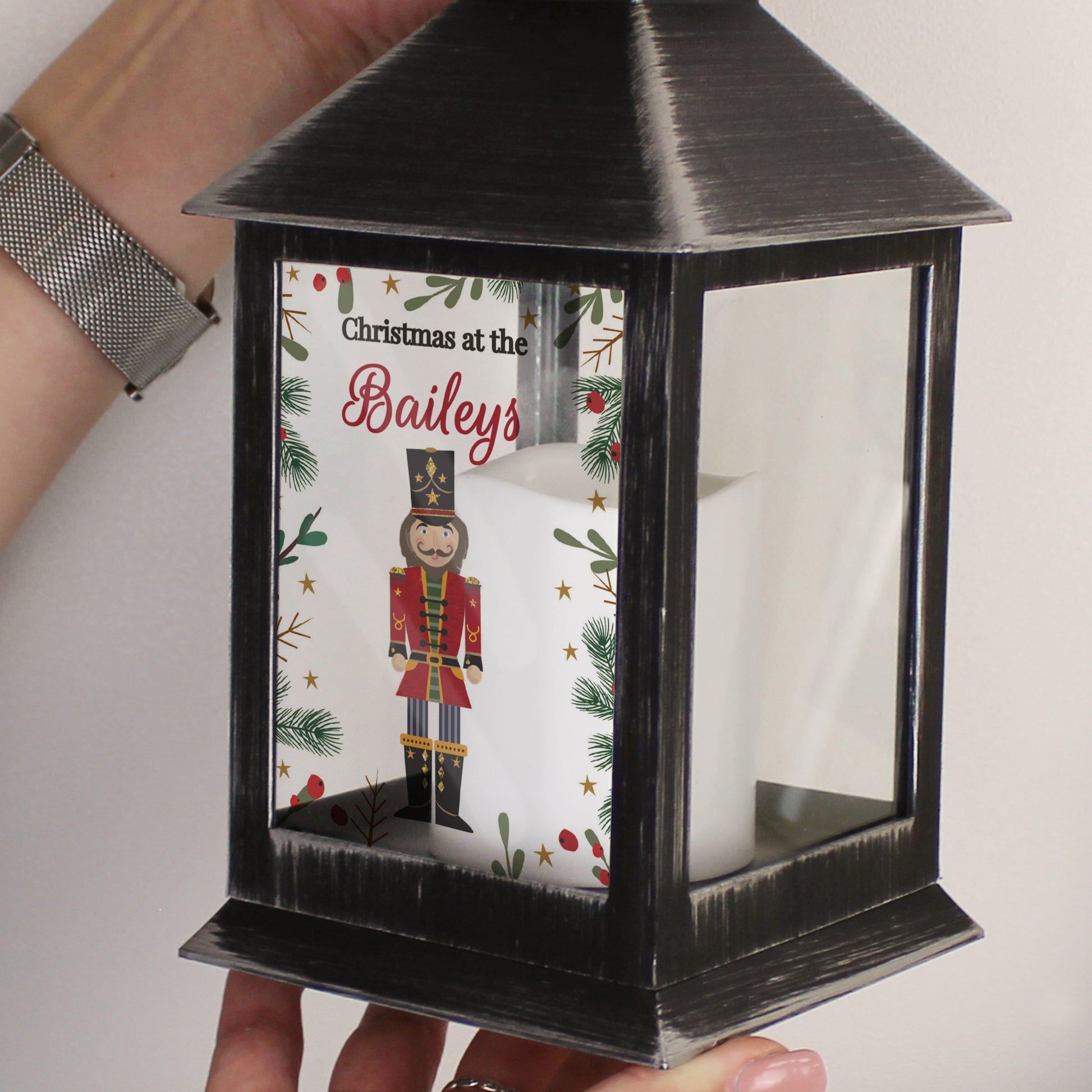 Personalised Christmas Nutcracker Black Lantern - MK&JD Gifts